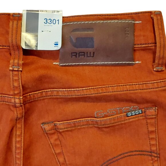 Retro Vintage G-Star Raw 3301 Skinny Burnt Orange High-Rise Denim Jeans  Sz 27 - Picture 7 of 8